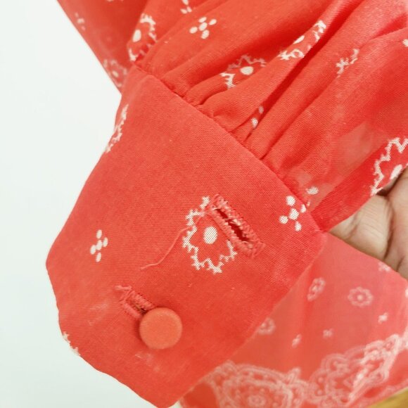 Vintage Red Long Sleeve Pointed Collar Button Down Shirt Blouse by … - Picture 6 of 9